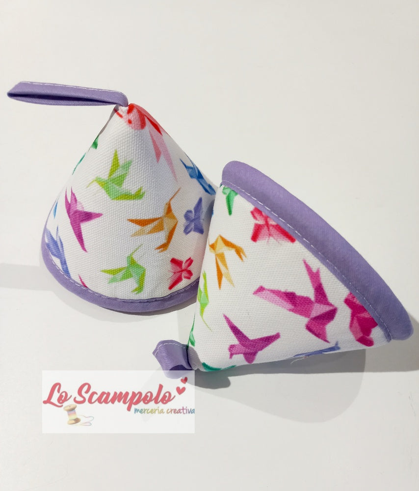 Coppia Presine da Cucina a Cappuccio / Cono Origami