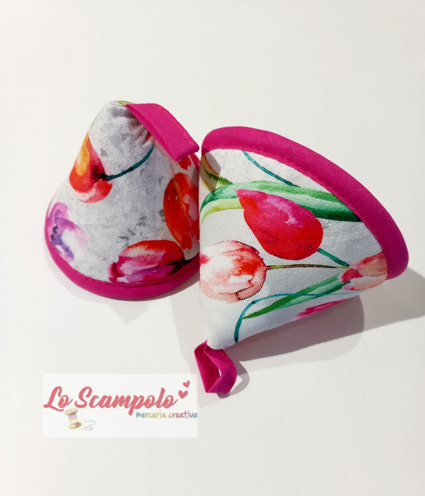 Coppia Presine da Cucina a Cappuccio / Cono Tulipani