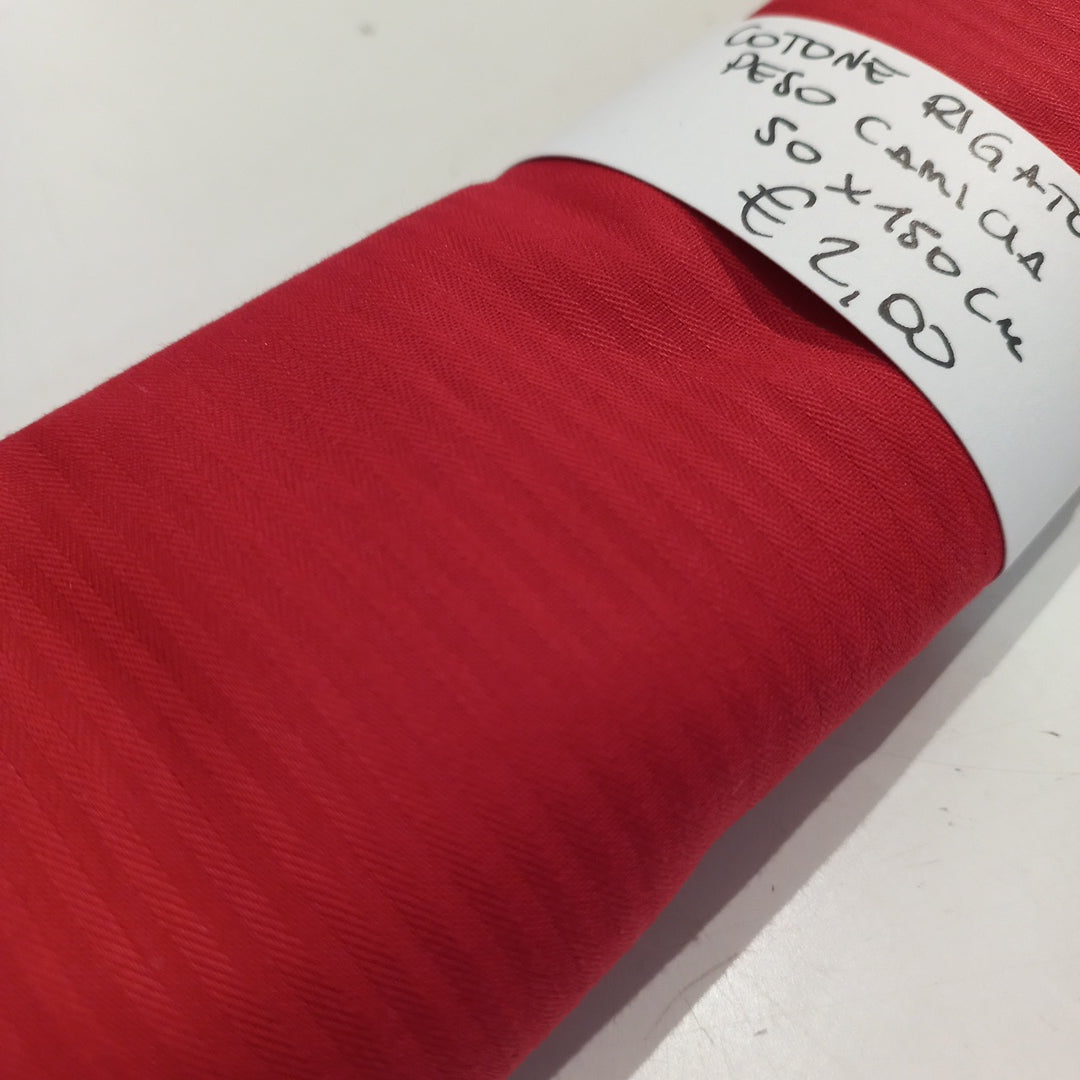 Cotone Rigato Peso Camicia Rosso 50x150 cm