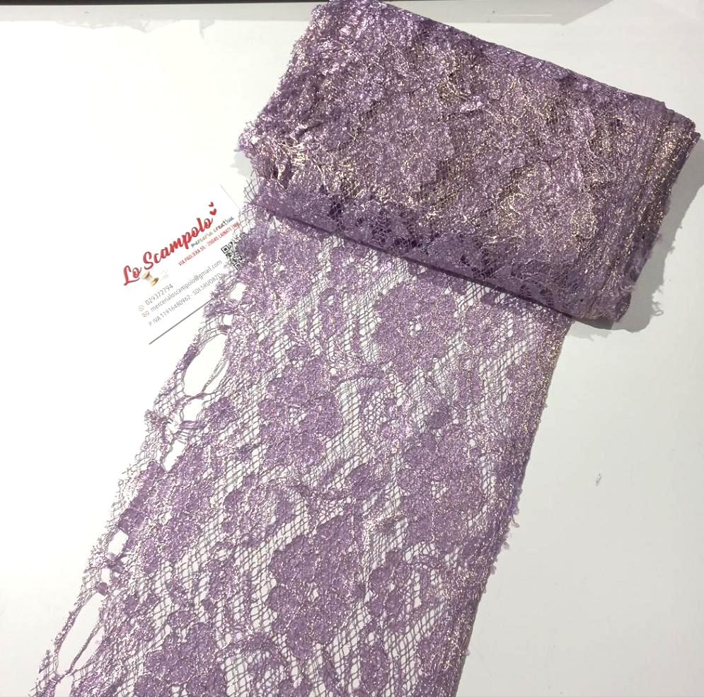 Pizzo Lilla e Oro 14x500 cm
