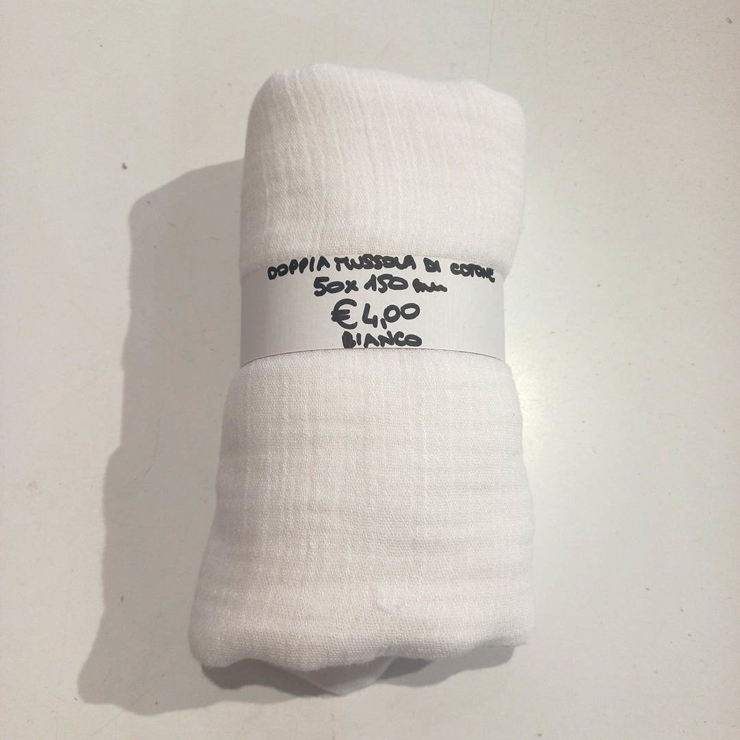 Doppia Mussola di Cotone Bianco 50x150 cm