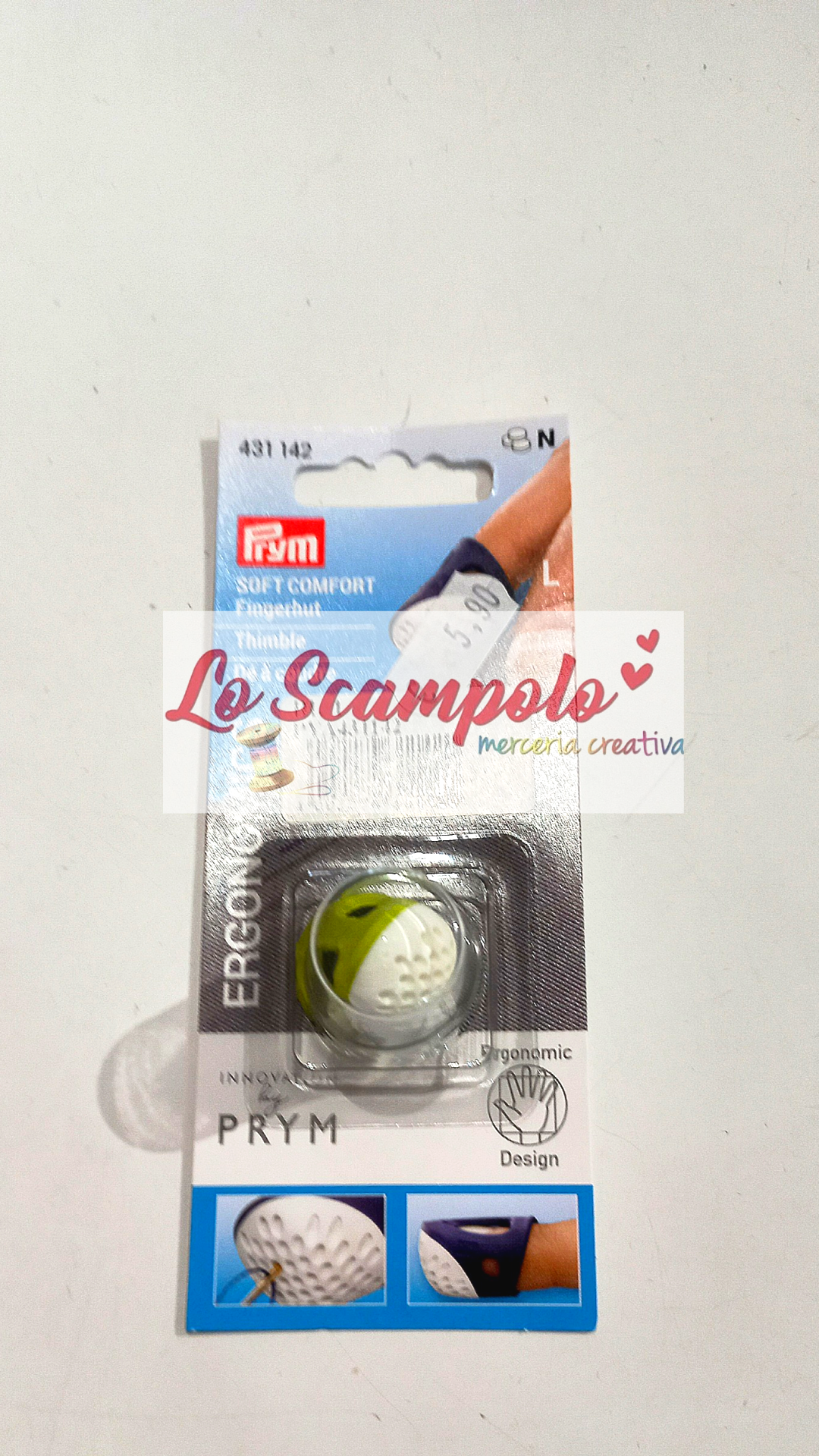 Ditale Ergonomico taglia L Verde e Bianco Prym 431142