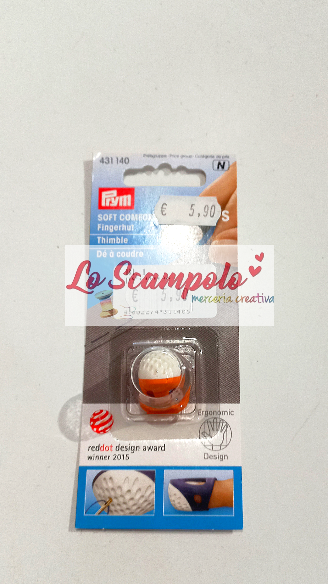 Ditale Ergonomico taglia S Arancione e Bianco Prym 431140