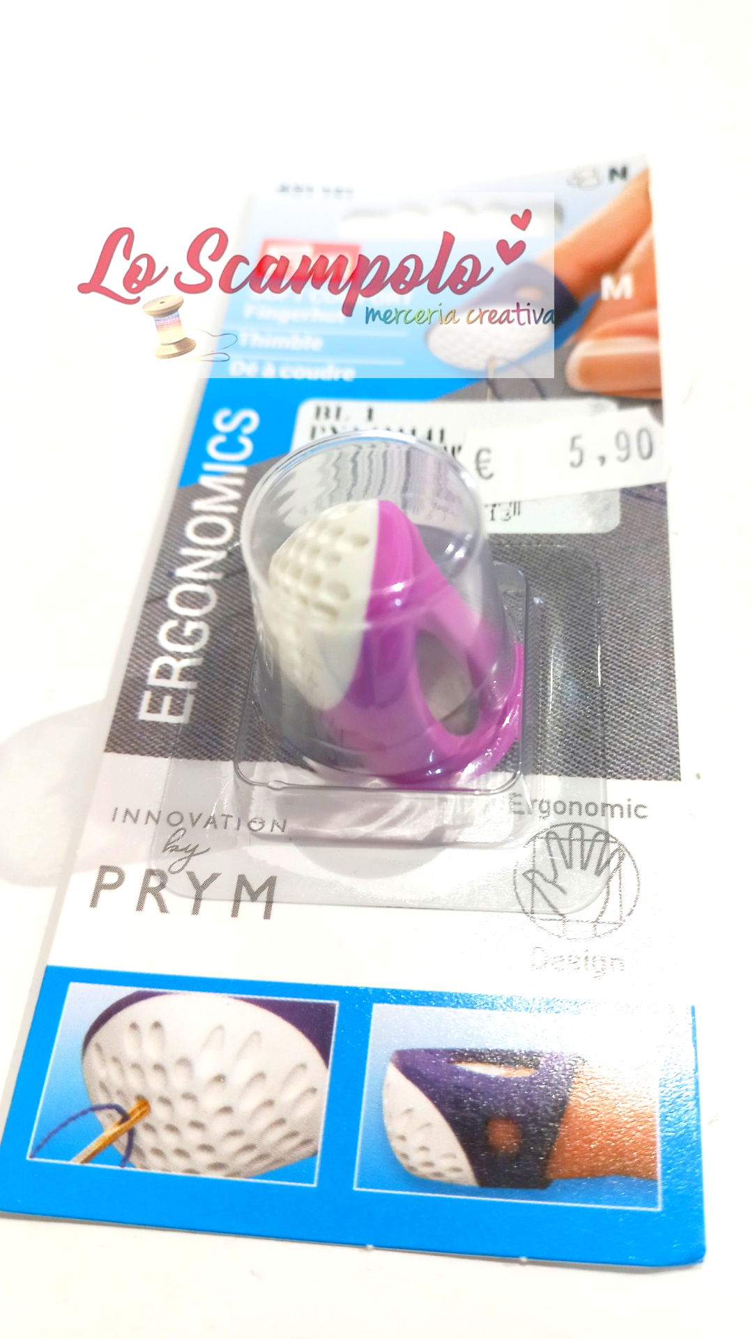 Ditale Ergonomico taglia M Rosa e Bianco Prym 431141