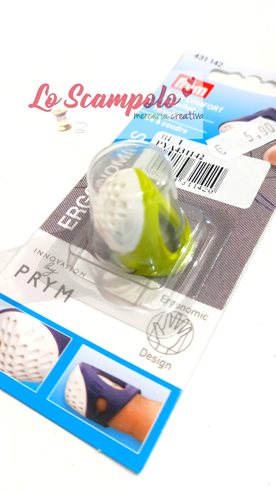 Ditale Ergonomico taglia L Verde e Bianco Prym 431142