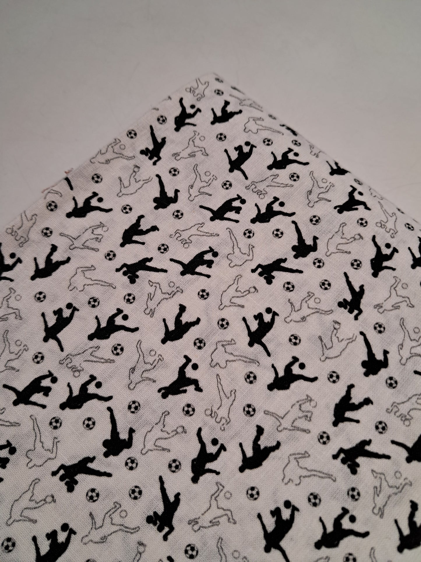 Cotone Stampato Fantasia Calcio Nero Bianco