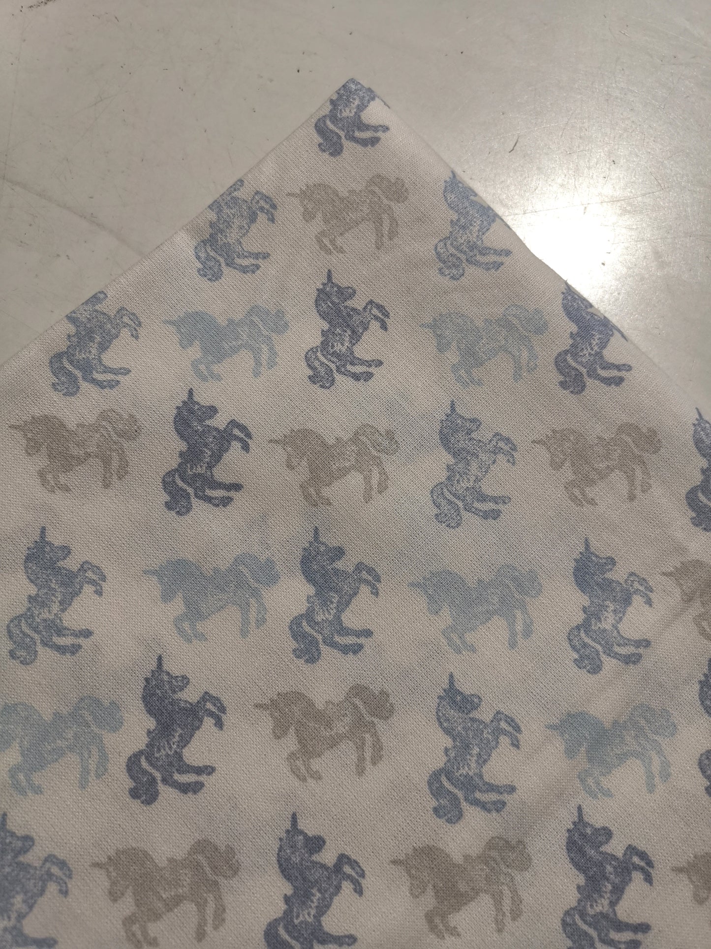 Cotone Unicorni azzurri, blu e tortora