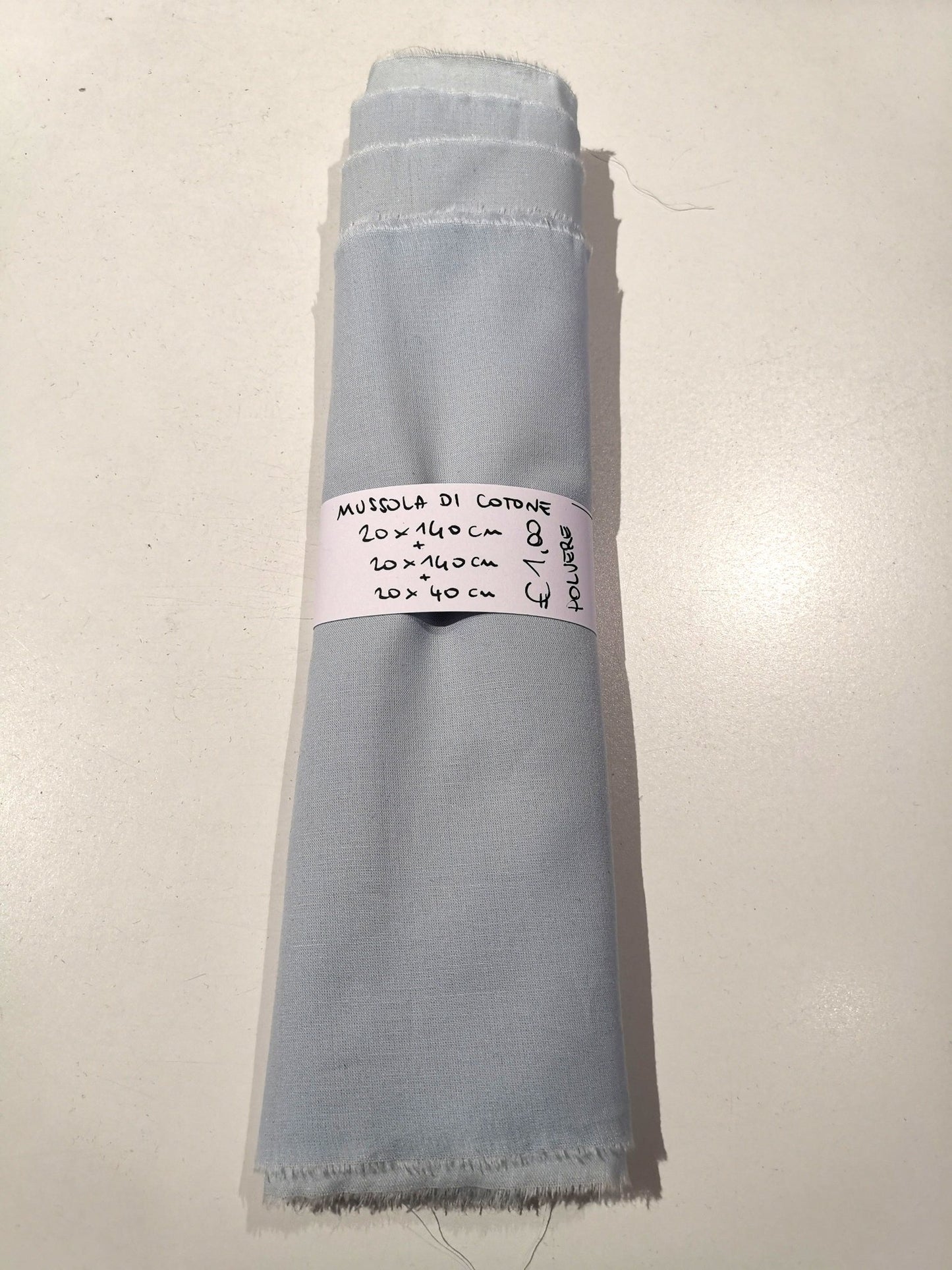 Mussola di Cotone 20x140 cm+ 20x140 cm+ 20x40 cm Azzurro Polvere