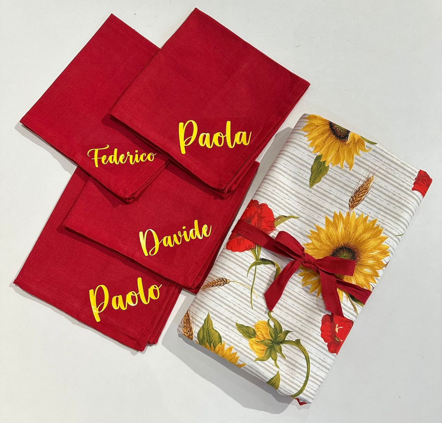 Tovaglia e tovaglioli personalizzati