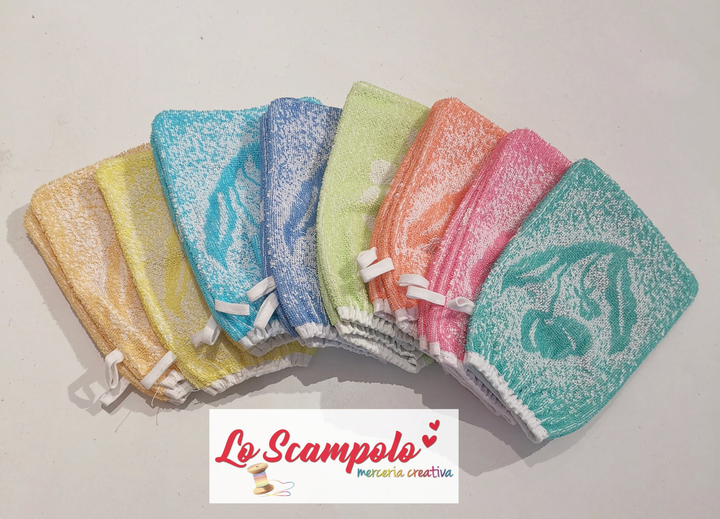 Manopola da Bagno in Spugna Verde Mela