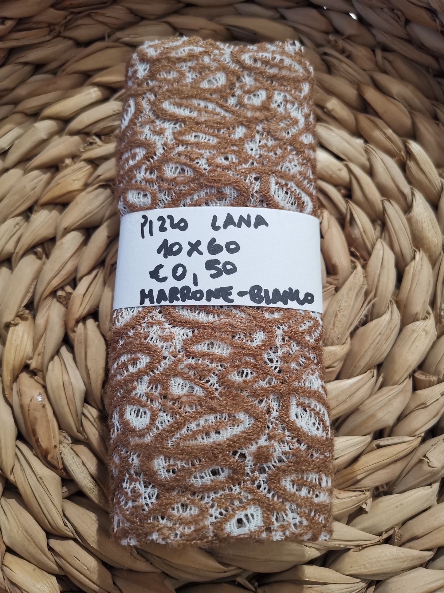 Pizzo Lana Marrone Bianco 10x60 cm