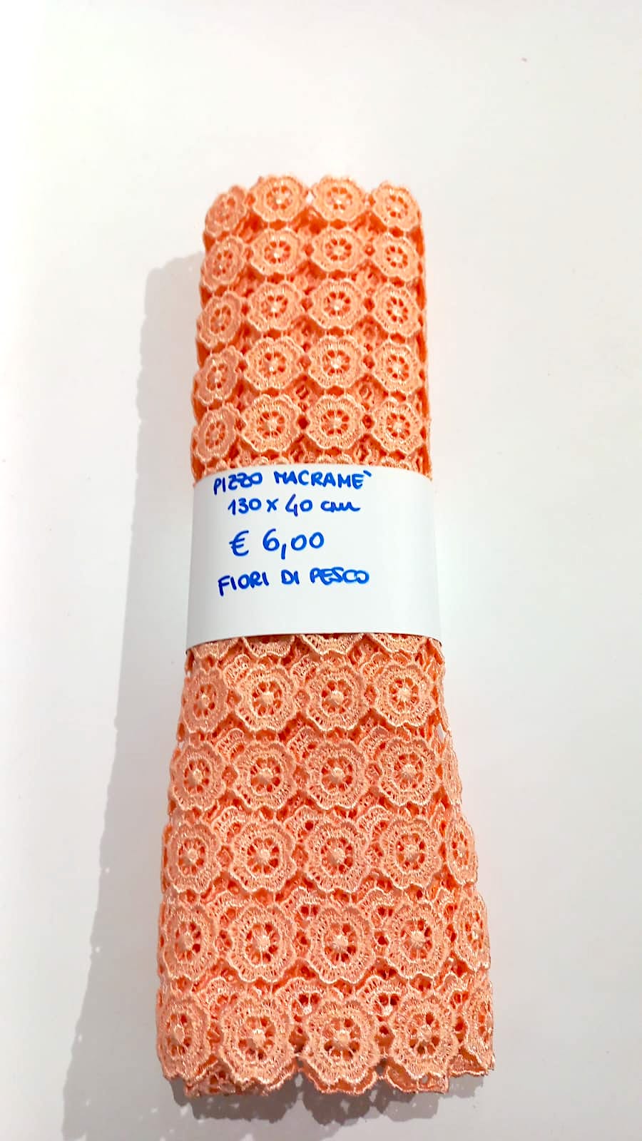 Pizzo Macramé Fiori Pesca 40x130 cm