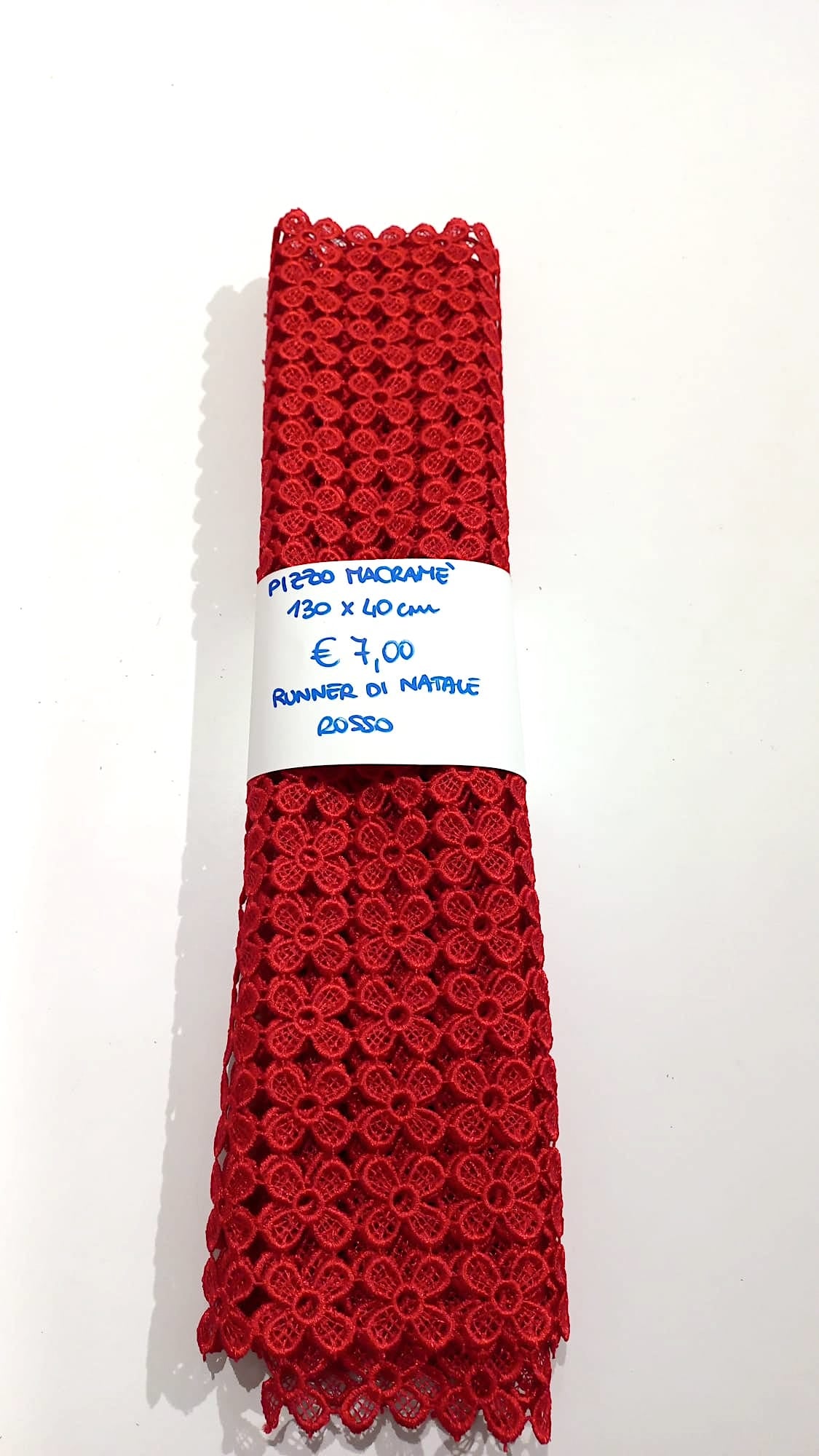 Pizzo Macramé Fiori Rosso 40x130 cm
