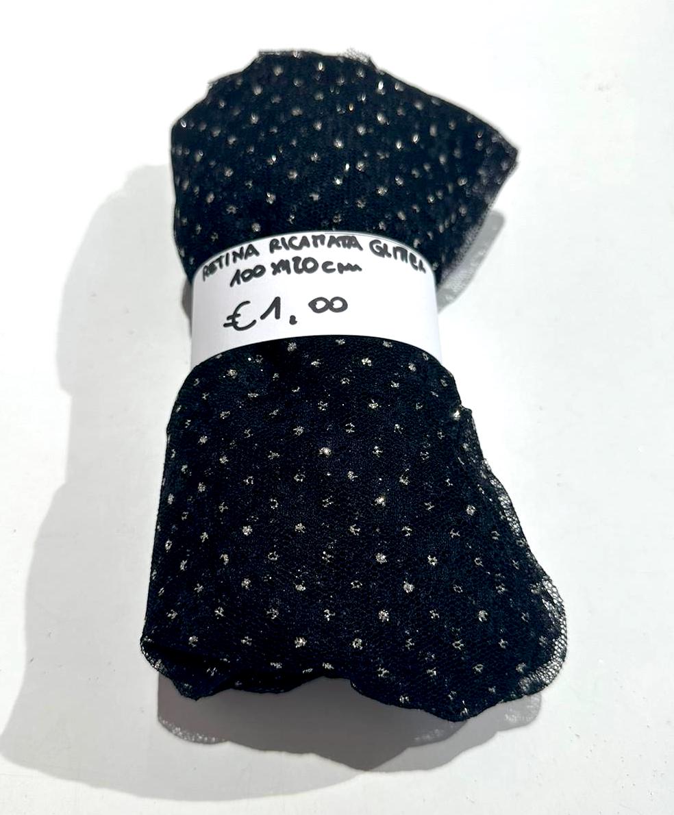 Retina Ricamata Glitter Nero 100x120 cm