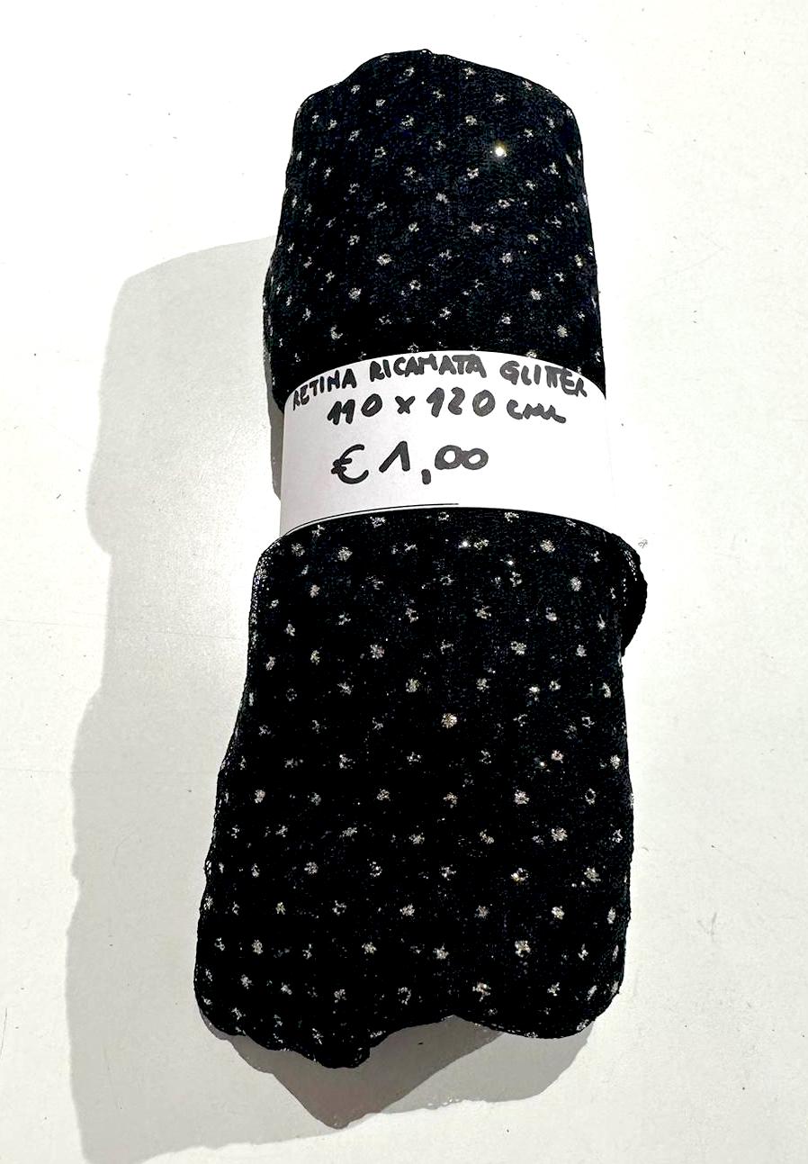 Retina Ricamata Glitter Nero 110x120 cm