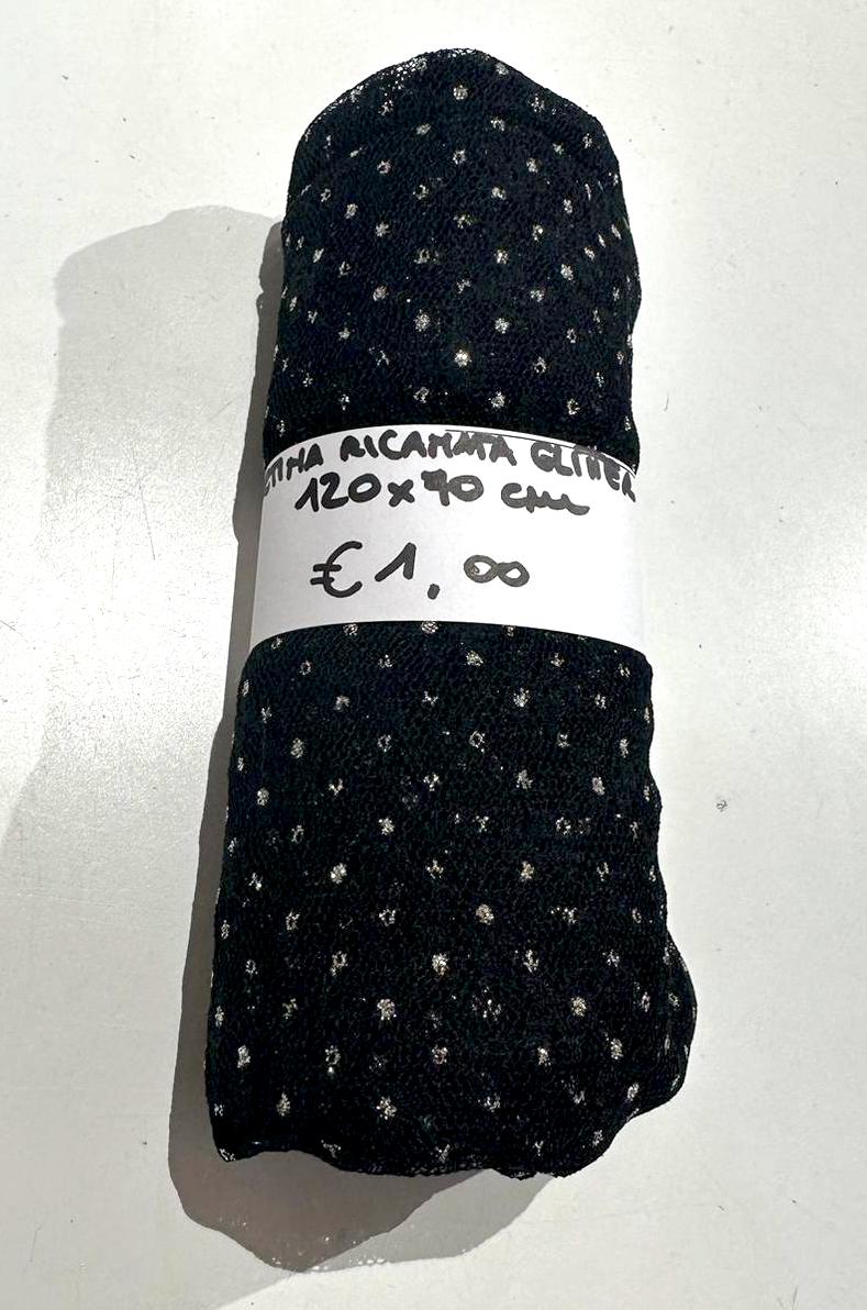 Retina Ricamata Glitter Nero 70x120 cm