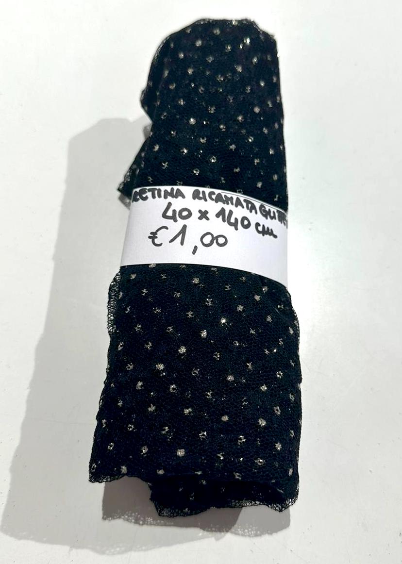Retina Ricamata Glitter Nero 40x140 cm