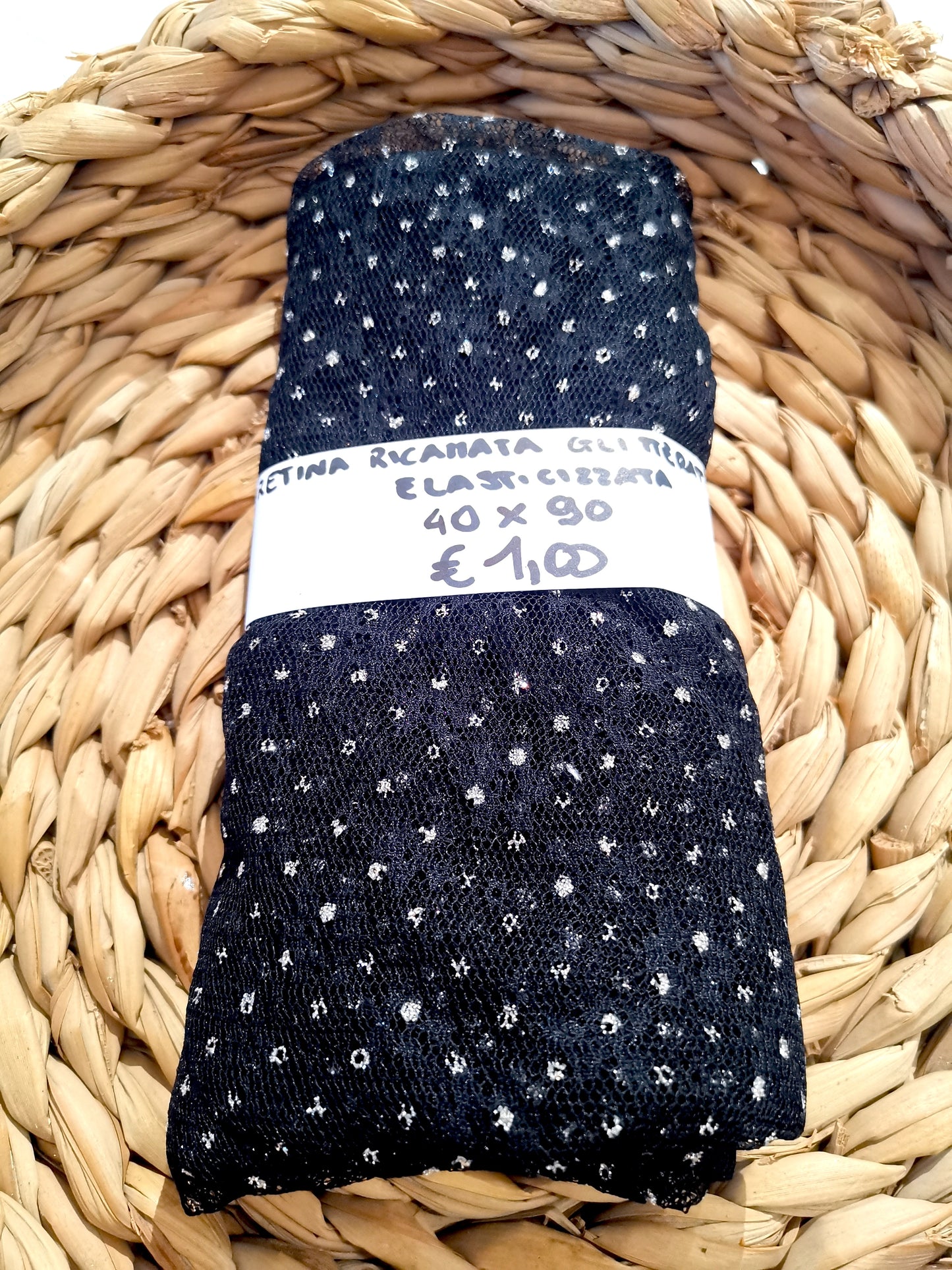 Retina Ricamata Glitter Nero 40x90 cm