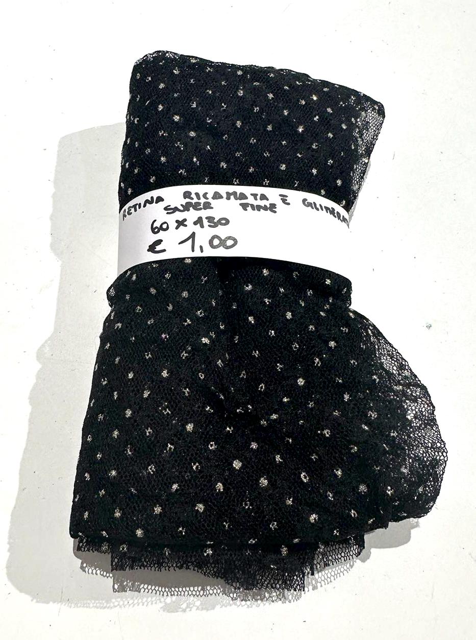 Retina Ricamata Glitter Nero 60x130 cm