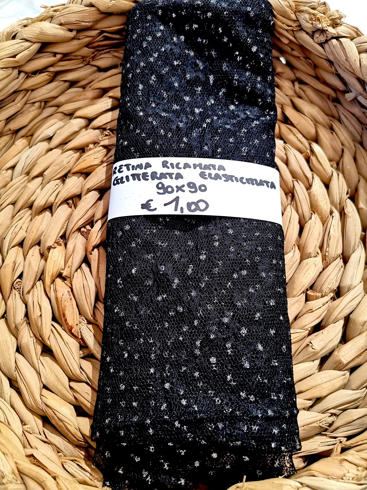 Retina Ricamata Glitter Nero 90x90 cm
