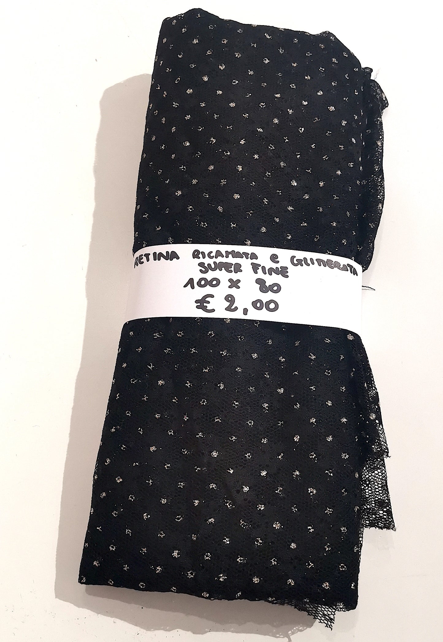 Retina Ricamata Glitter Nero 100x80 cm