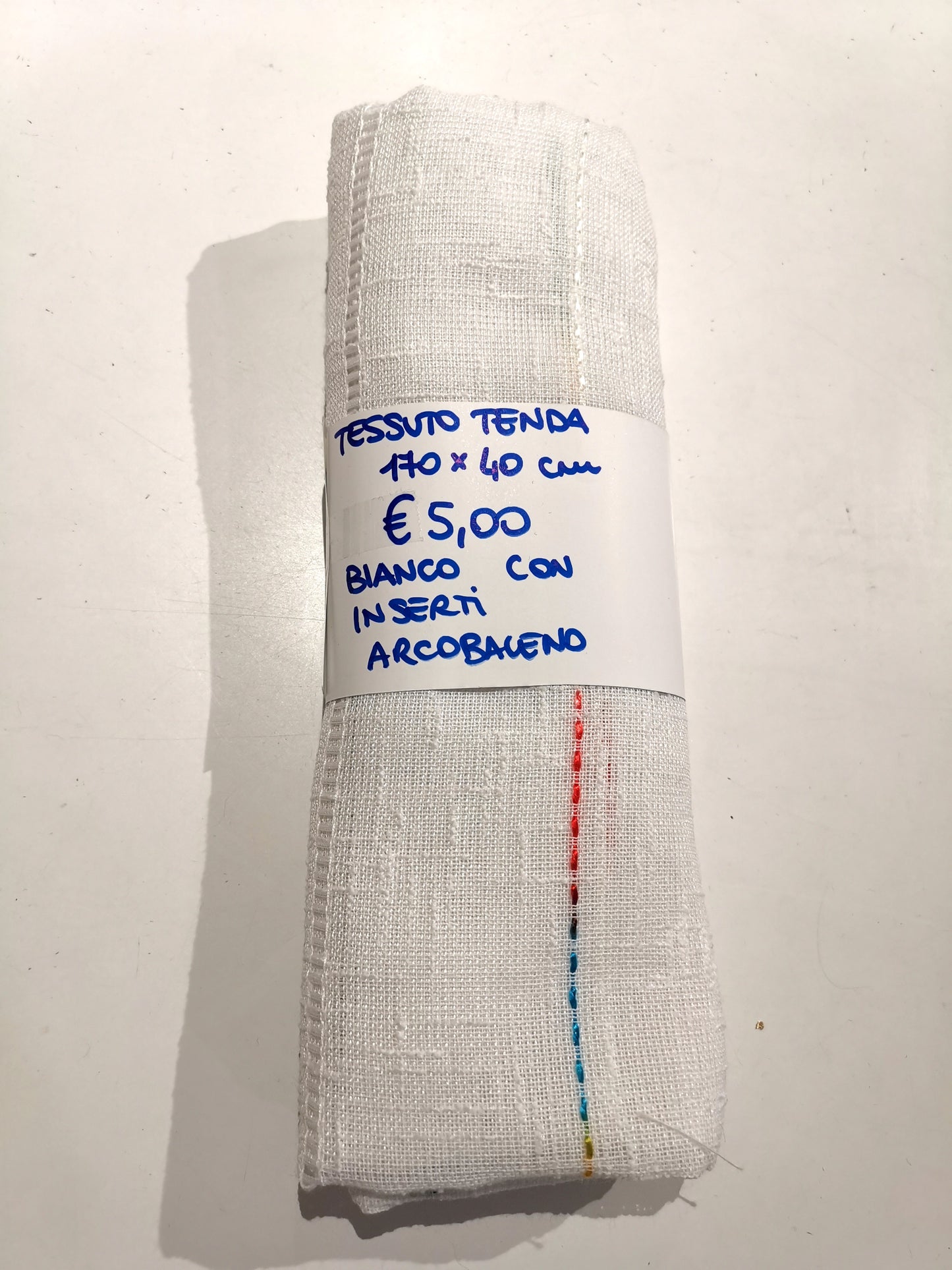 Tessuto Tenda Bianco Inserto Arcobaleno 40x170 cm