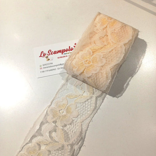 Pizzo Panna Giallino Fiori 6x500 cm