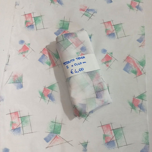 Tessuto Tenda Geometrico findo Bianco 40x500 cm
