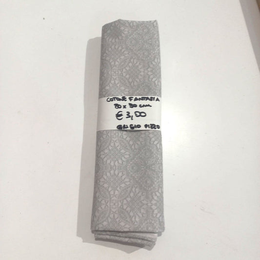 Cotone Fantasia Pizzo Grigio 80x90 cm