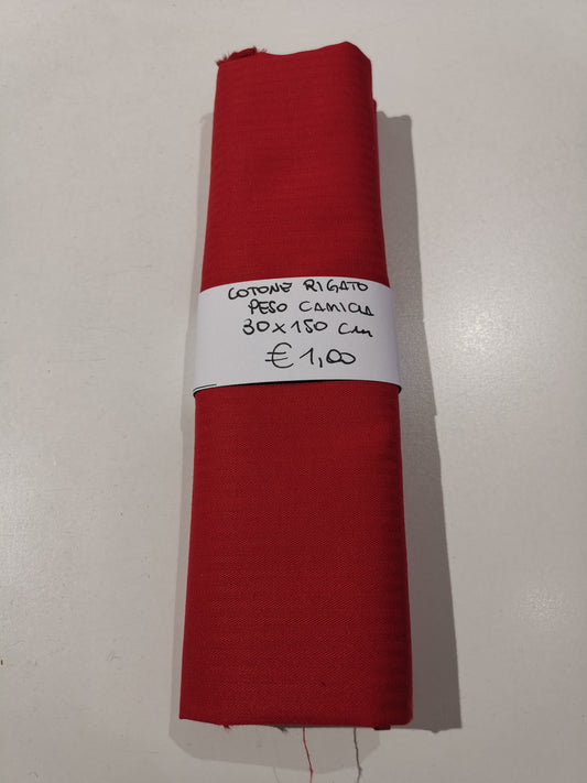 Cotone Rigato Peso Camicia Rosso 30x150 cm