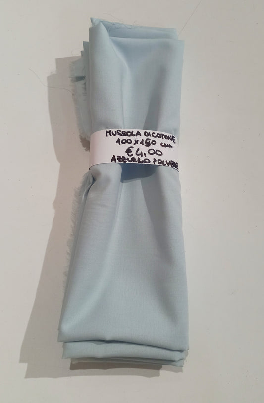 Mussola di Cotone Azzurro Polvere 100x150 cm