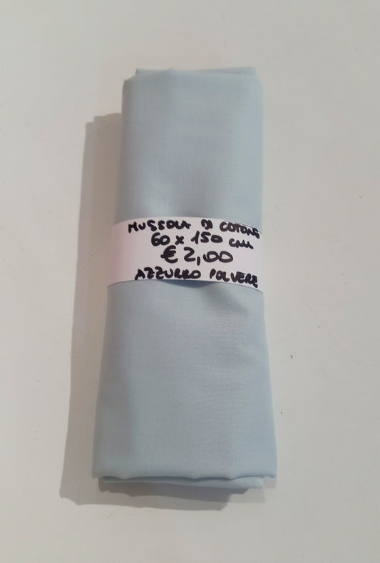 Mussola di Cotone Azzurro Polvere 60x150 cm