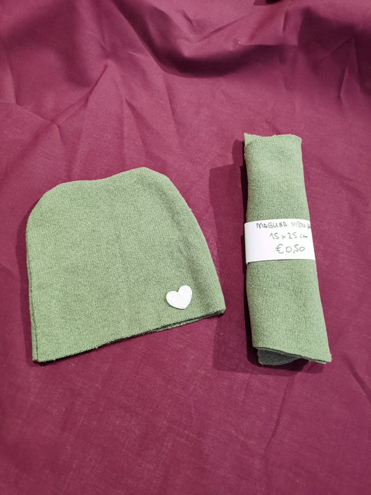 Cappellini Scampolini - 2 tagli Maglina Misto Lana Verde Salvia 15x25 cm