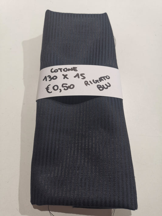 Cotone Camicieria Rigato Blu 15x130 cm