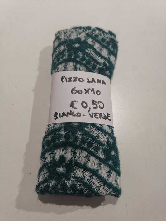 Pizzo Lana Verde Bianco Fiori Onde 10x60 cm