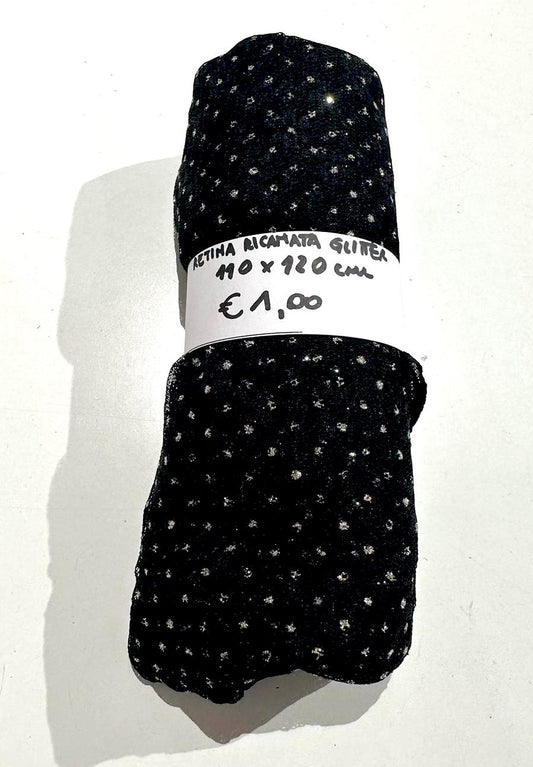 Retina Ricamata Glitter Nero 110x120 cm
