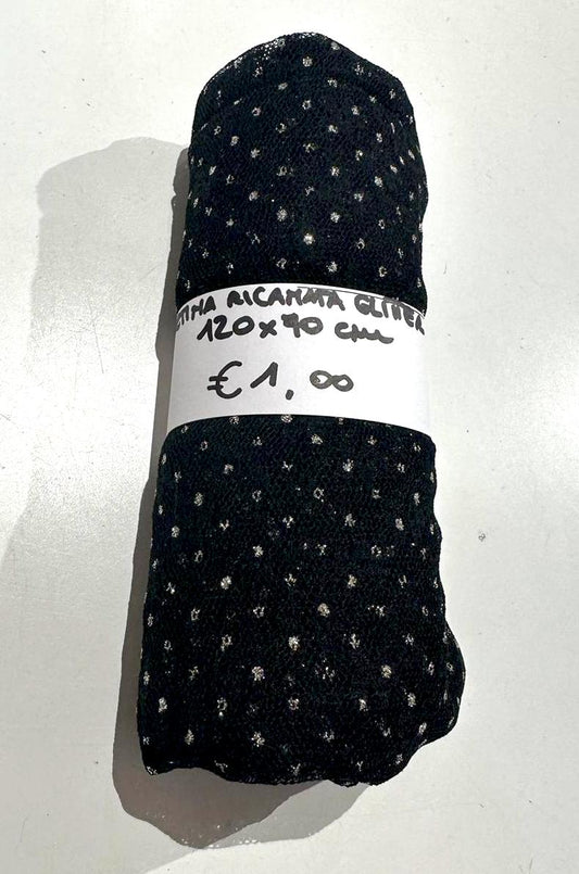 Retina Ricamata Glitter Nero 70x120 cm