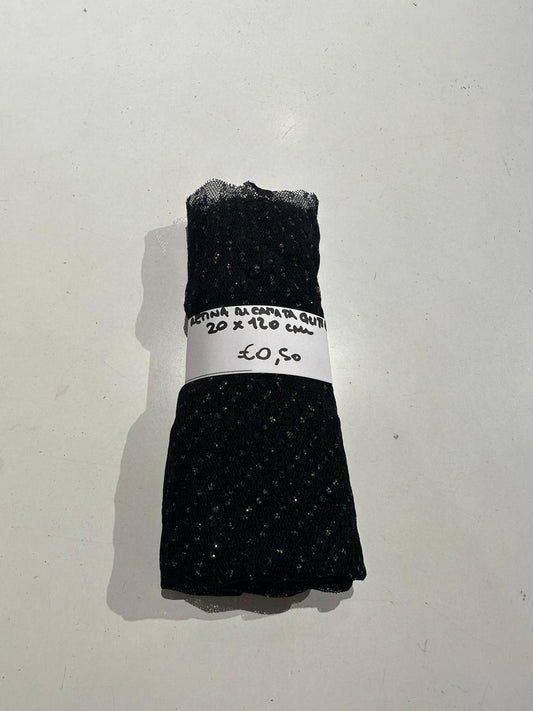 Retina Ricamata Glitter Nero 20x120 cm