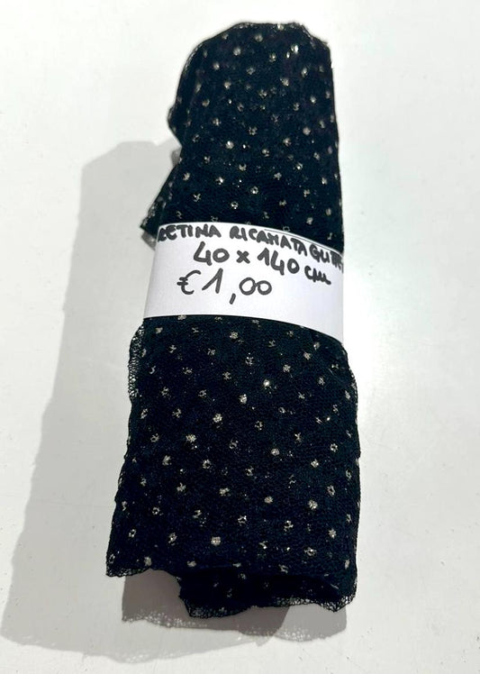 Retina Ricamata Glitter Nero 40x140 cm