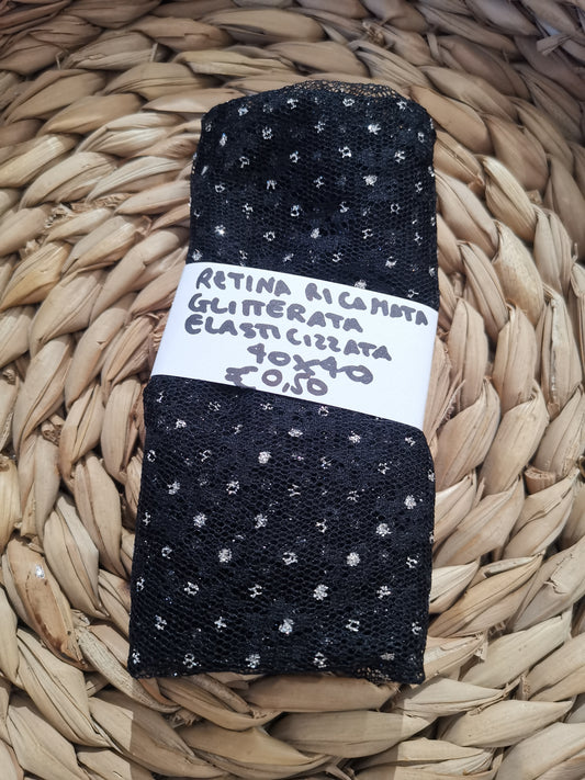 Retina Ricamata Glitter Nero 40x40 cm