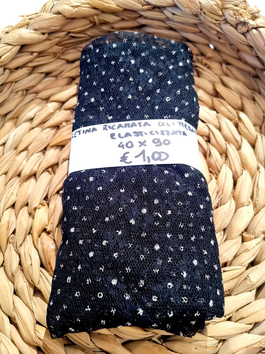 Retina Ricamata Glitter Nero 40x90 cm