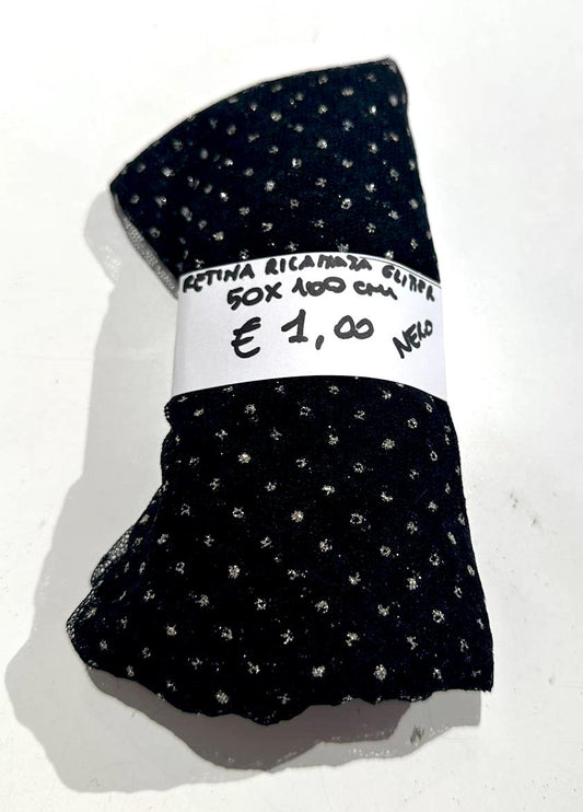 Retina Ricamata Glitter Nero 50x100 cm