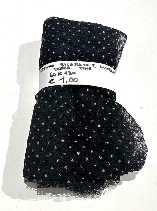 Retina Ricamata Glitter Nero 60x130 cm