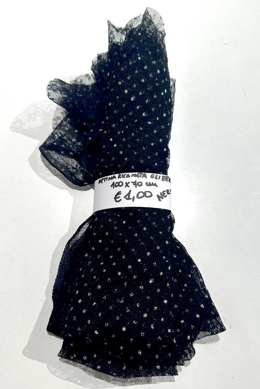 Retina Ricamata Glitter Nero 70x100 cm