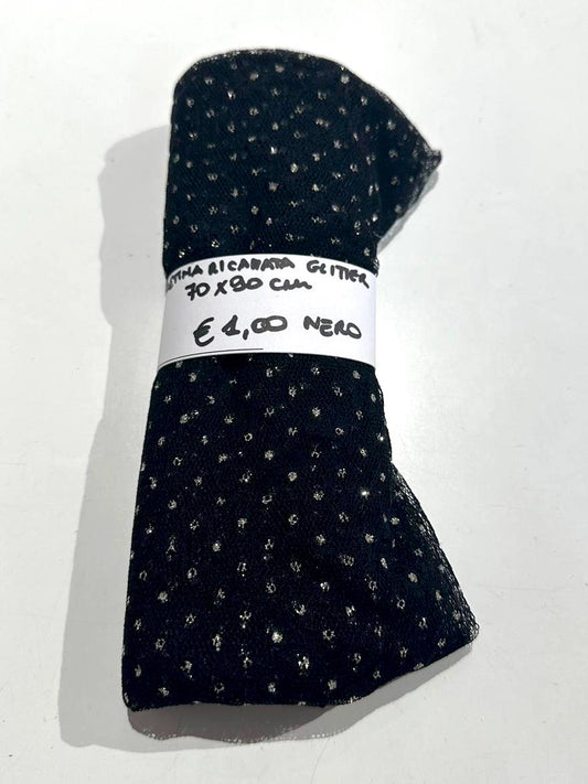 Retina Ricamata Glitter Nero 70x90 cm