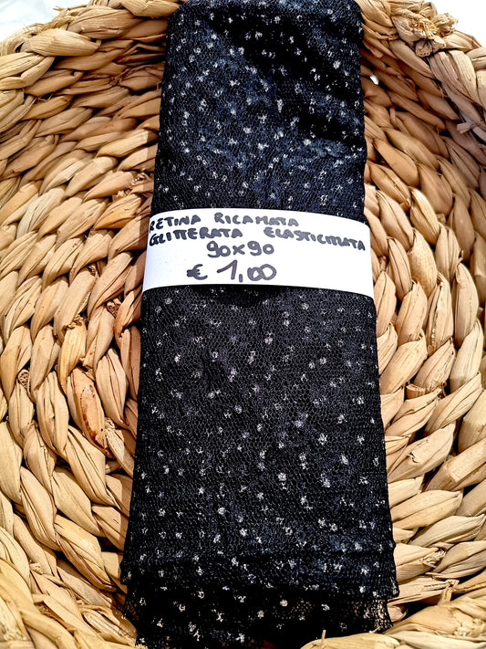 Retina Ricamata Glitter Nero 90x90 cm