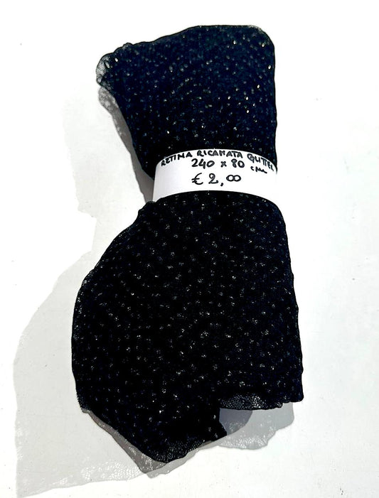 Retina Ricamata Glitter Nero 240x80 cm