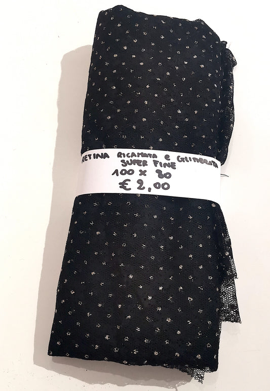 Retina Ricamata Glitter Nero 100x80 cm