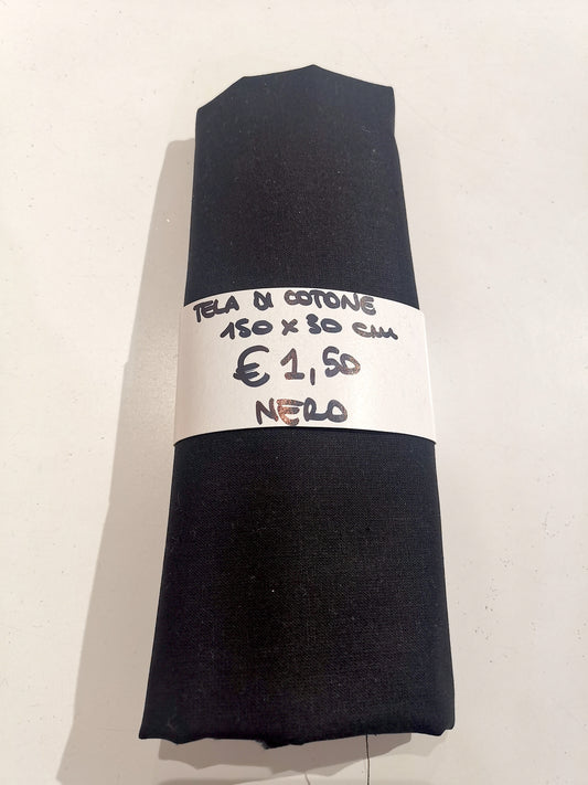 Tela di Cotone Nero 30x150 cm