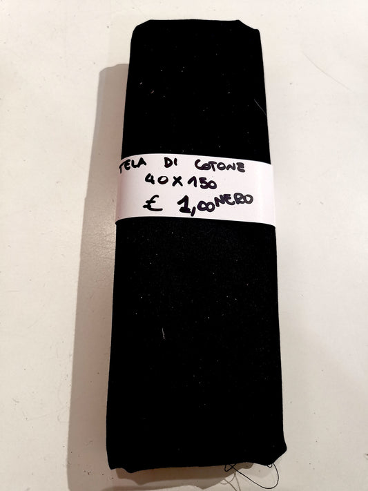 Tela di Cotone Nero 40x150 cm